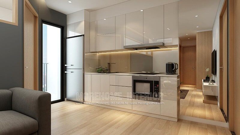 Mẫu tủ bếp gỗ An Cường phong cách hiện đại sang trọng không lo bị lỗi mốt